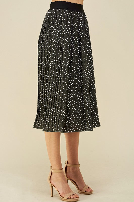 Pleated Polka Dot Skirt