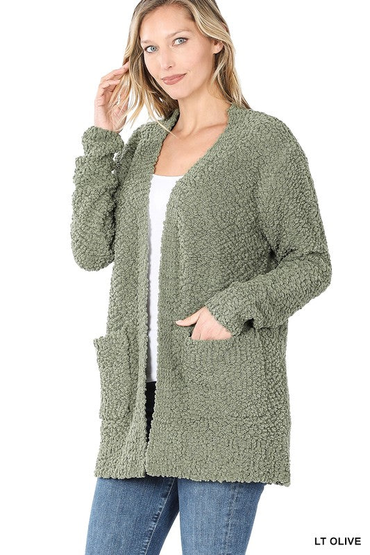 Plush Popcorn Cardigan Sweater