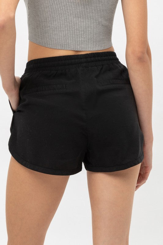 Round Hem Drawstring Soft Short