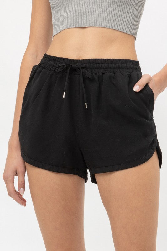 Round Hem Drawstring Soft Short