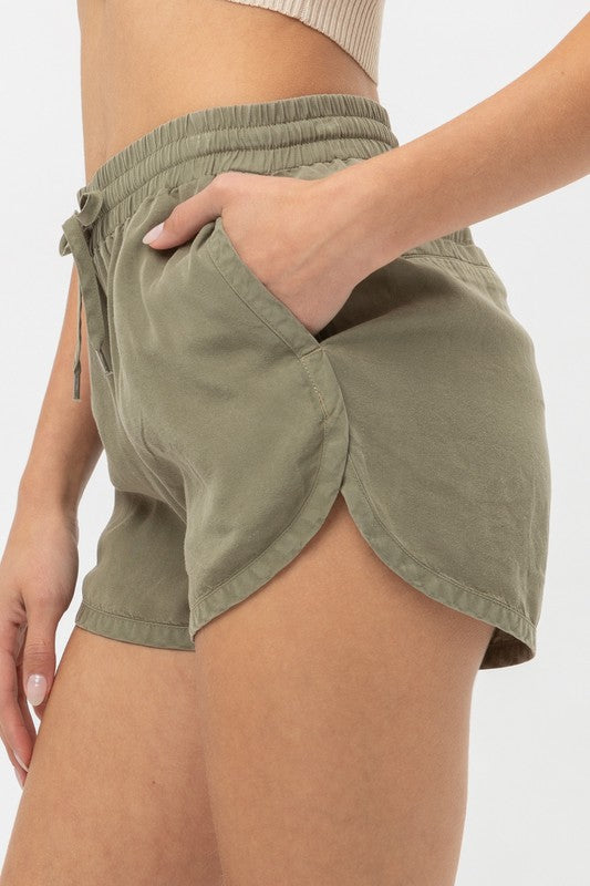 Round Hem Drawstring Soft Short