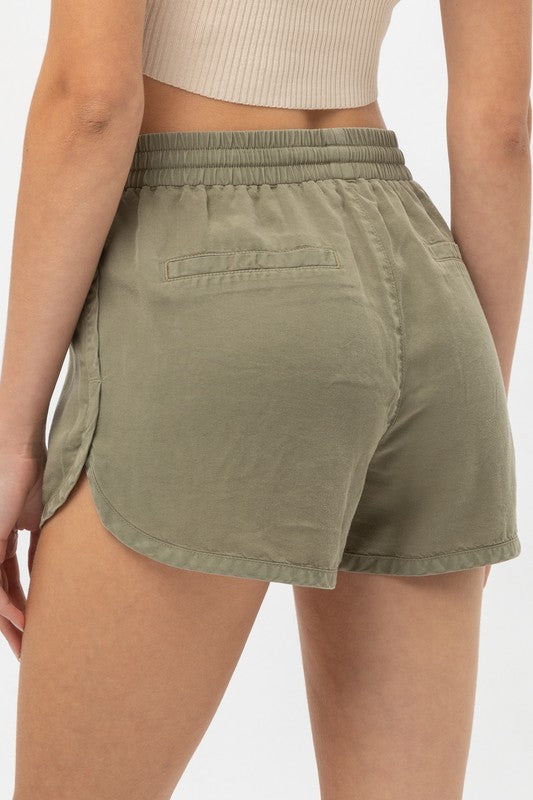 Round Hem Drawstring Soft Short