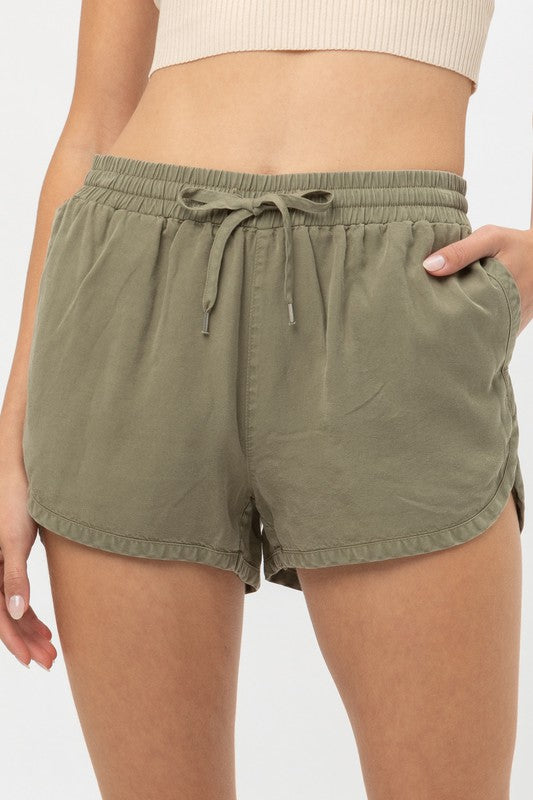 Round Hem Drawstring Soft Short