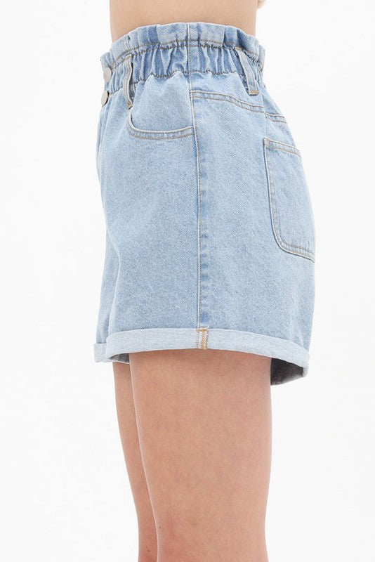 Paperbag High Waist Denim Shorts