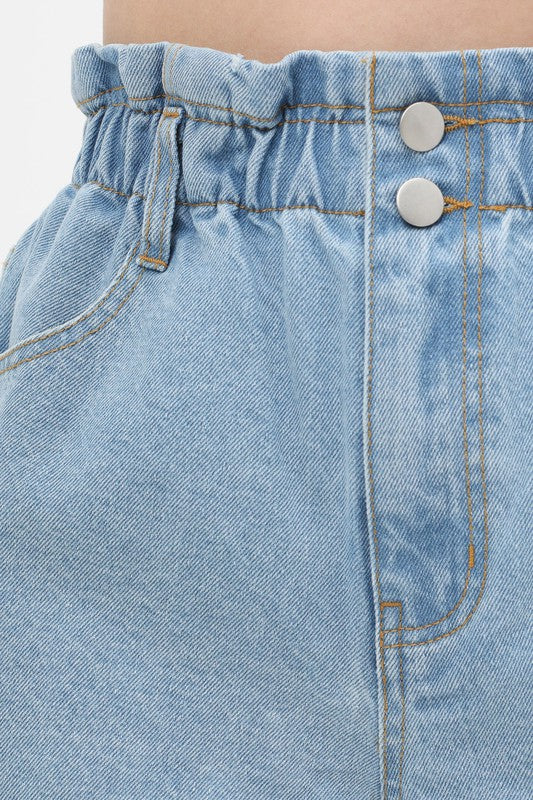 Paperbag High Waist Denim Shorts