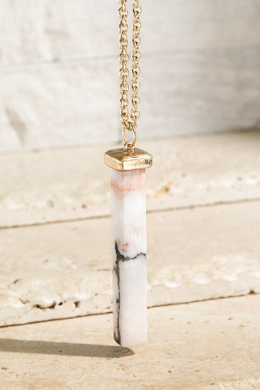 Natural Stone Bar Necklace
