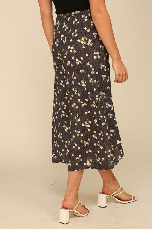 Floral Wrap Midi Skirt