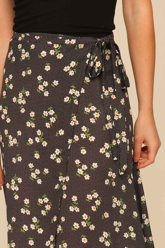 Floral Wrap Midi Skirt