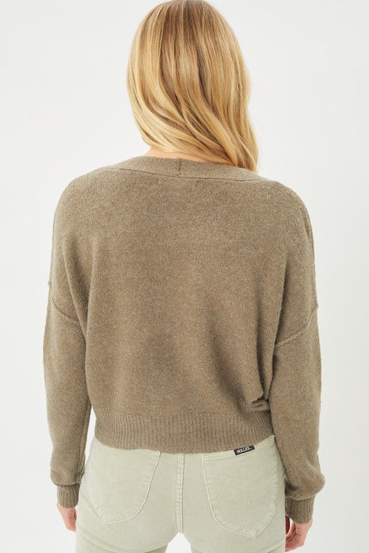 Button Down Plush Crop Cardigan