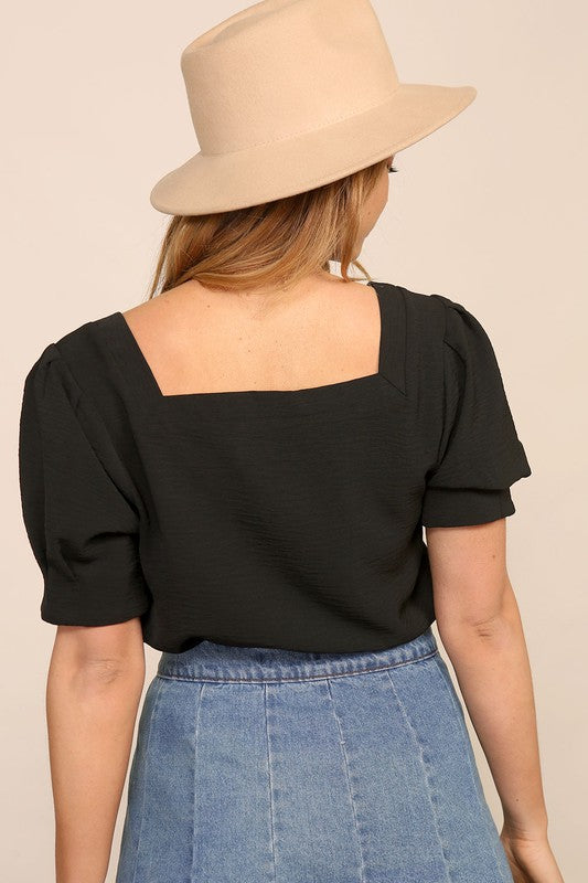 Square Neck Puff Sleeve Top