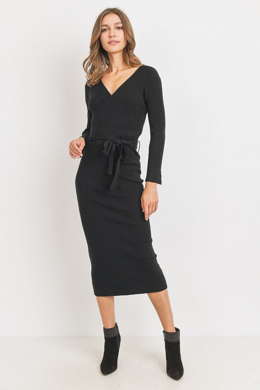 Fitted Knit Wrap Midi Dress Bodycon The Hanger Boutique Fitted Knit Wrap Midi Dress Bodycon The Hanger Boutique