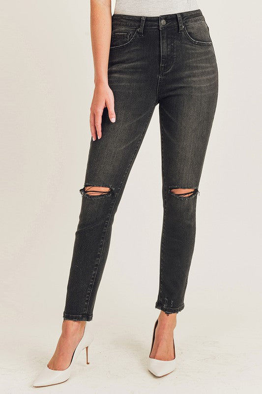 Flynn High Rise Knee Distressed Skinny Jean