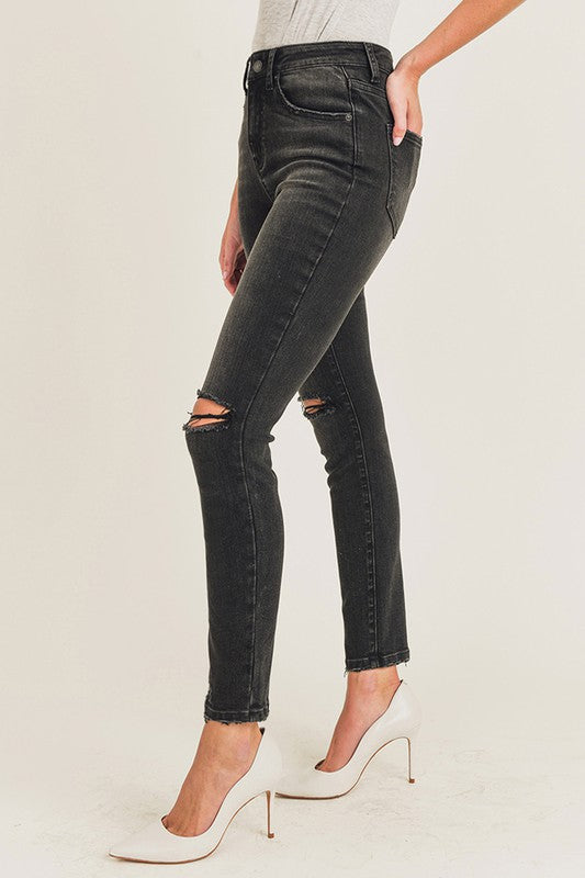 Flynn High Rise Knee Distressed Skinny Jean