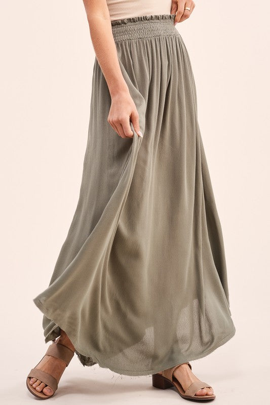 Smocked Waist Maxi Skirt