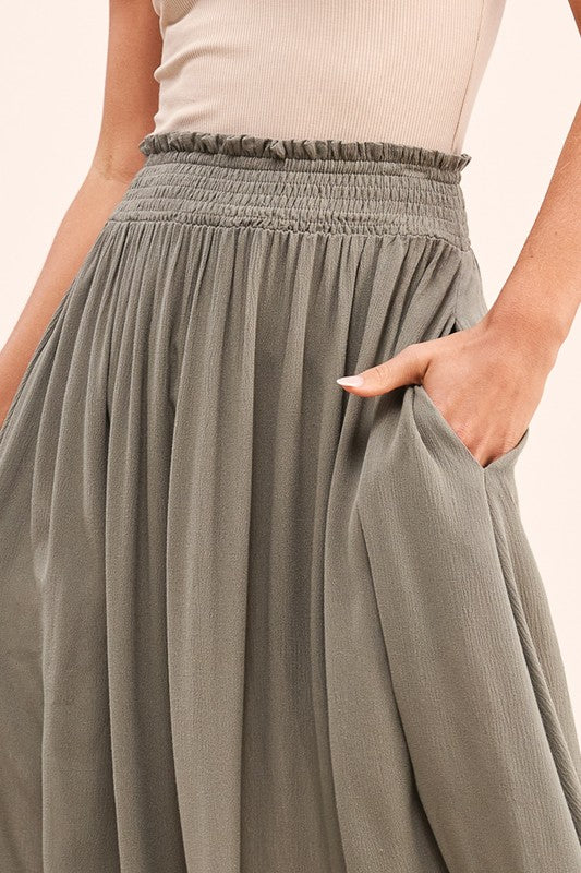 Smocked Waist Maxi Skirt