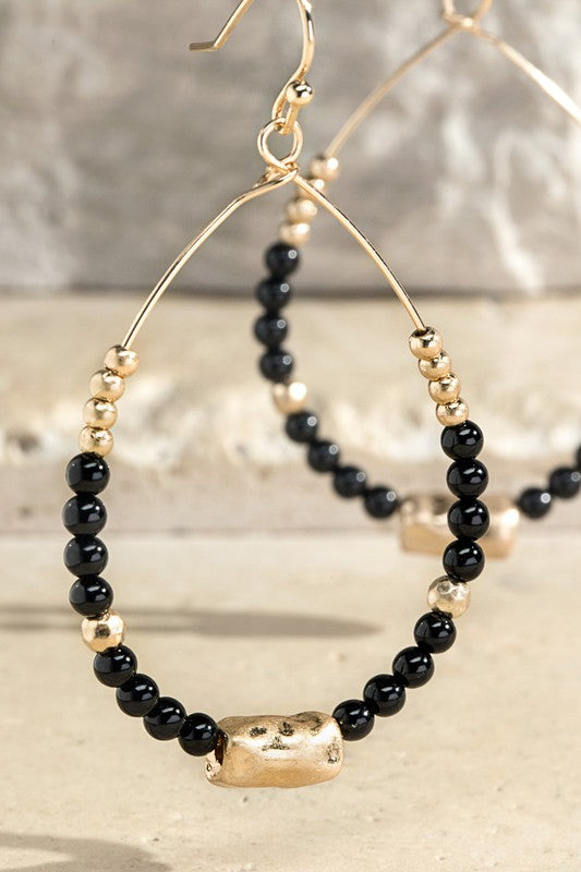 Beaded Natural Stone Dangle Earrirngs
