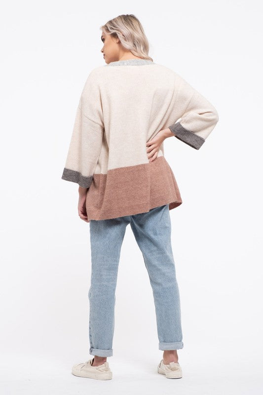 Colorblock Knit Cardigan