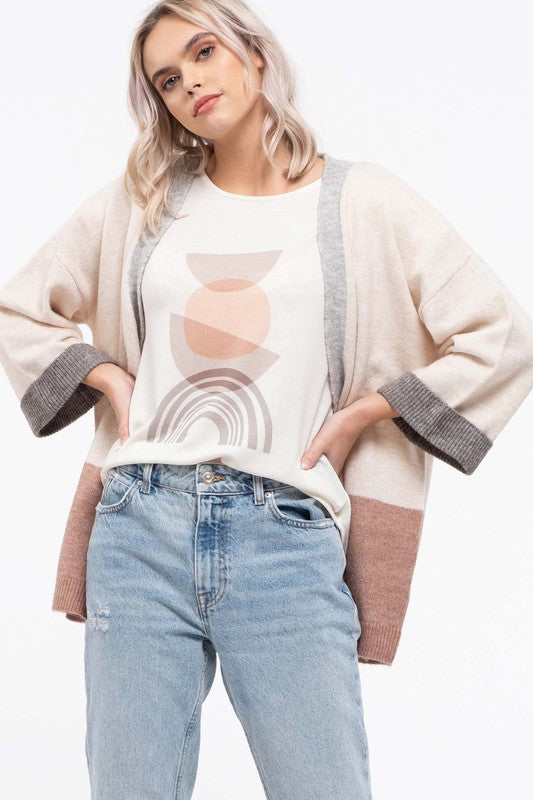 Colorblock Knit Cardigan