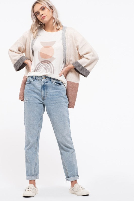 Colorblock Knit Cardigan