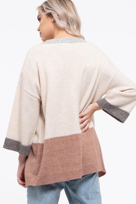 Colorblock Knit Cardigan