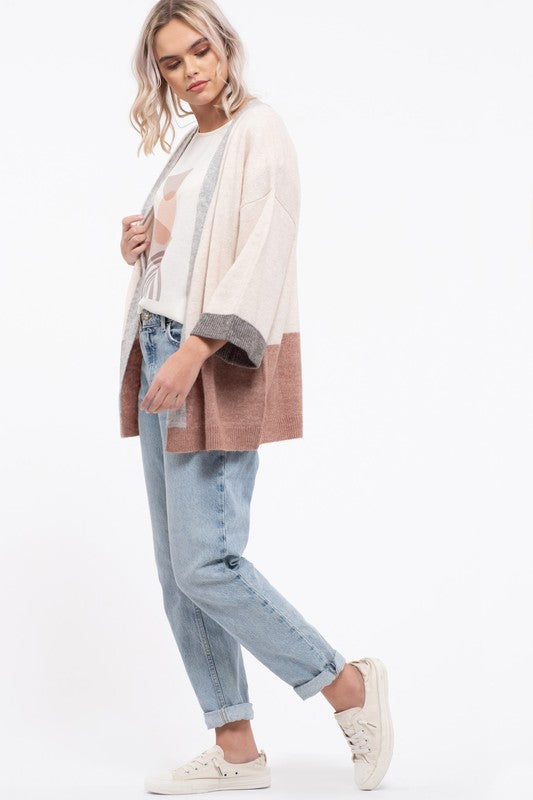 Colorblock Knit Cardigan