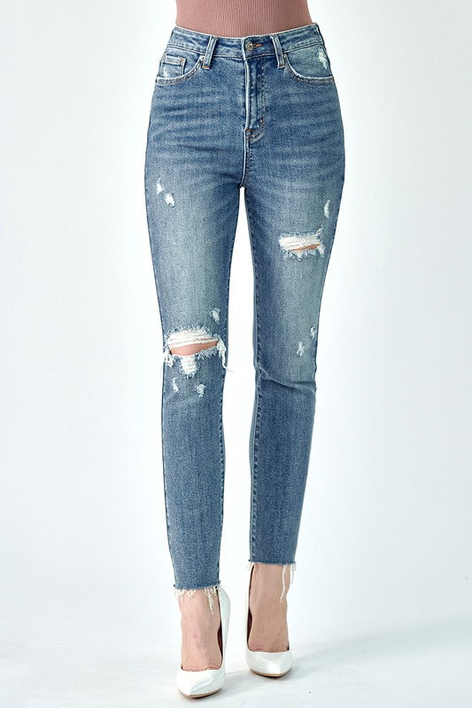 Sienna High Rise Distressed Relaxed Skinny Jean
