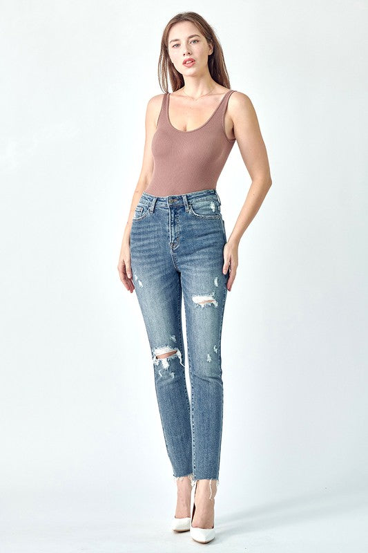 Sienna High Rise Distressed Relaxed Skinny Jean