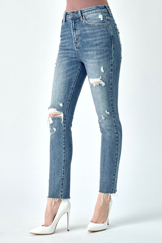 Sienna High Rise Distressed Relaxed Skinny Jean