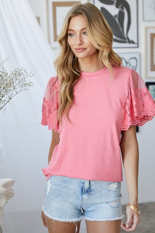 Crochet Lace Sleeve Top