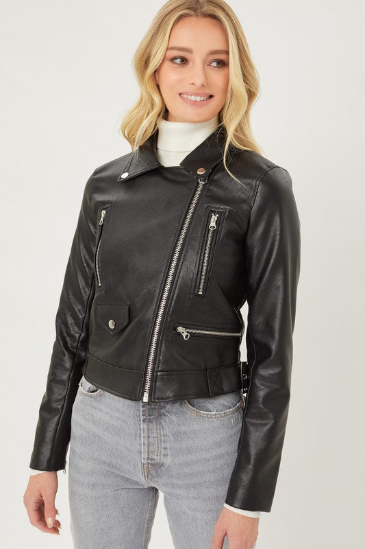 Faux Leather Moto Jacket