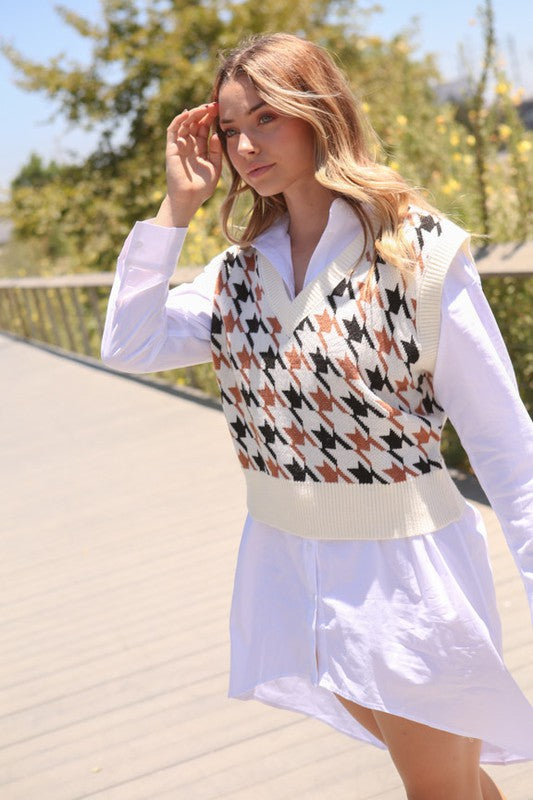 Houndstooth Sweater Vest