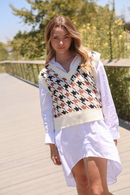 Houndstooth Sweater Vest