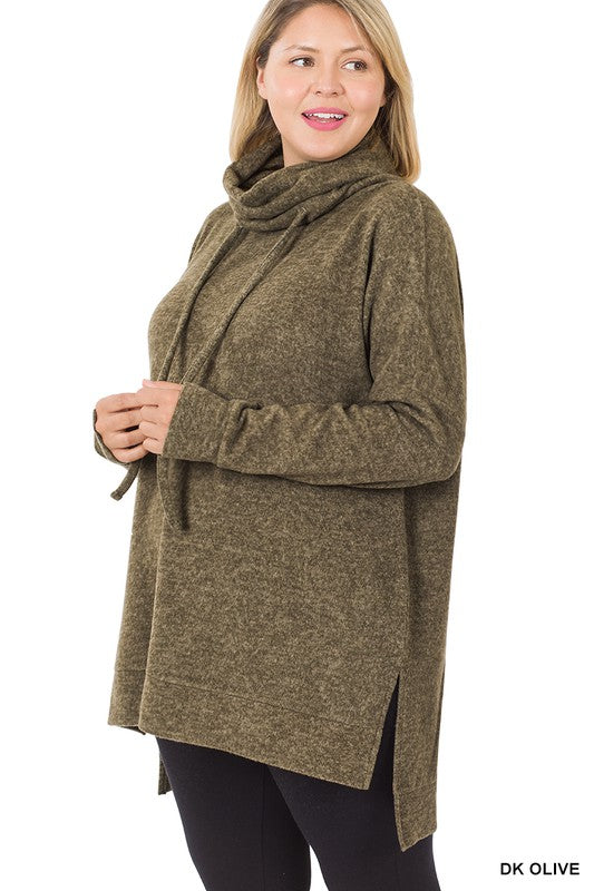 Curvy Brushed Funnel Neck Sweatshirt