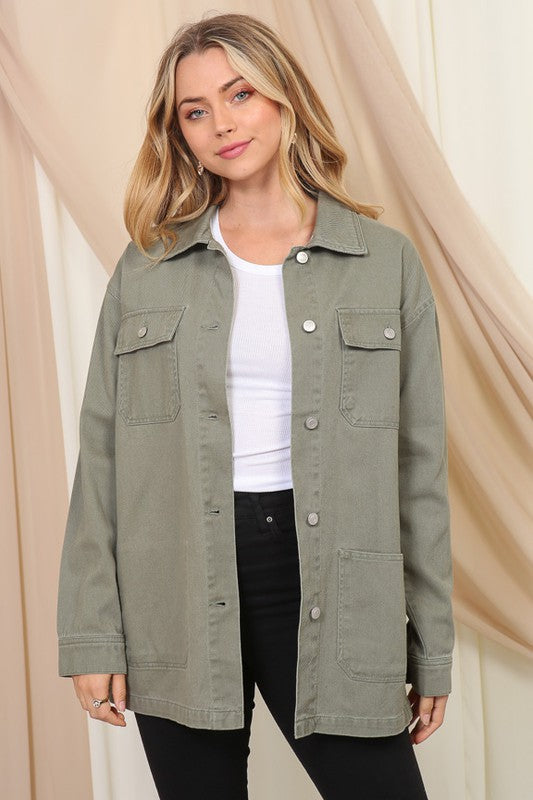 Olive Green Denim Jacket