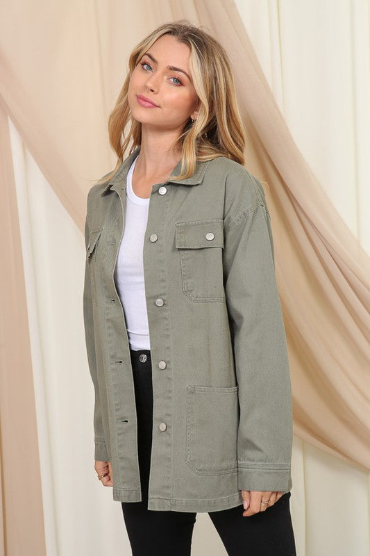Olive Green Denim Jacket