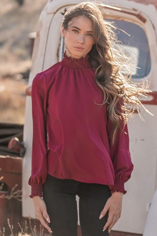 Smocked Neck Blouse