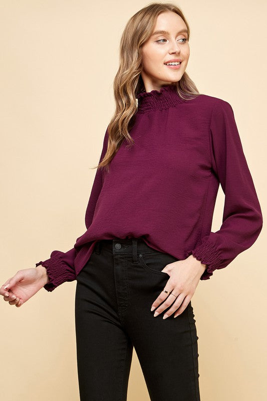 Smocked Neck Blouse