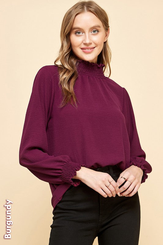 Smocked Neck Blouse