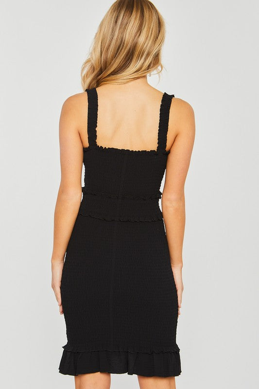 Smocked Ruffle Mini Dress