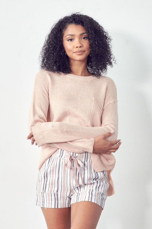 Striped Linen Drawstring Shorts