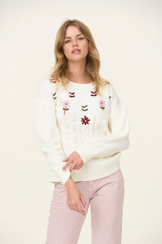 Floral Embroidered Sweater