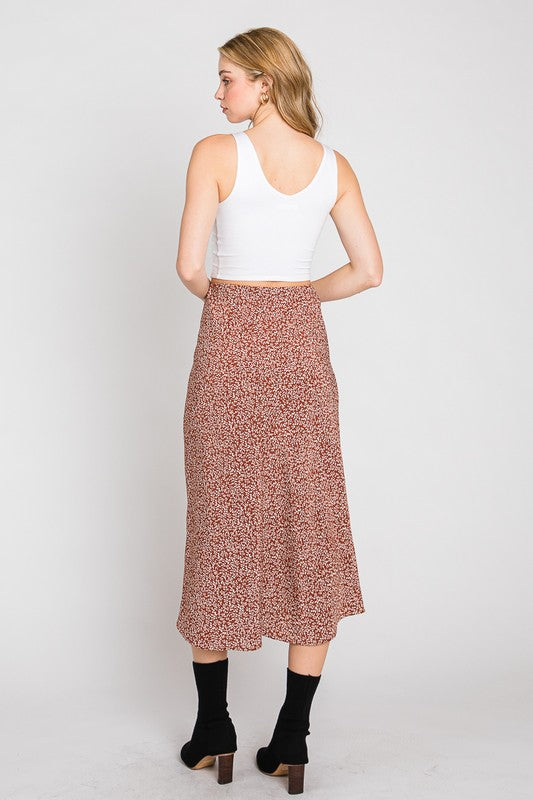 Flower Print Midi Skirt