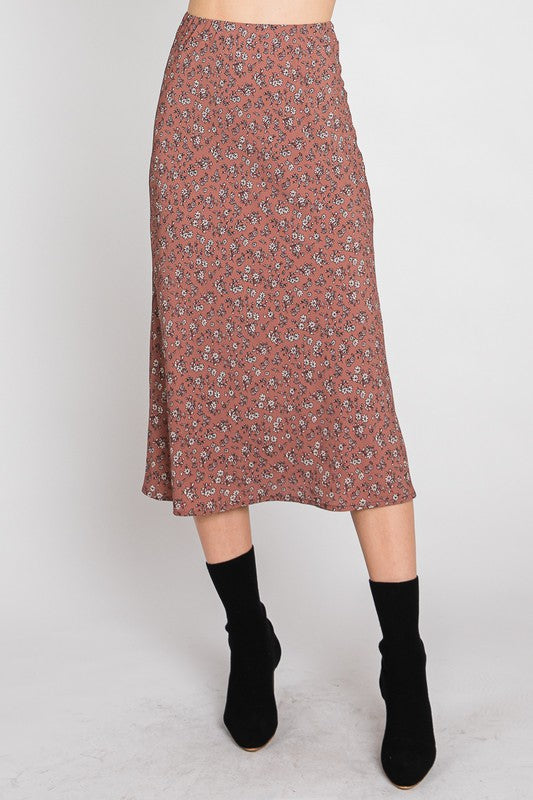 Flower Print Midi Skirt