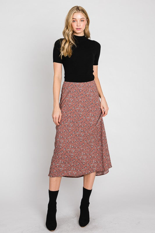 Flower Print Midi Skirt