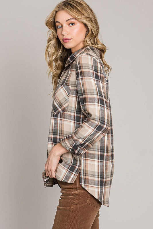 Brown and Grey Patterned Flannel