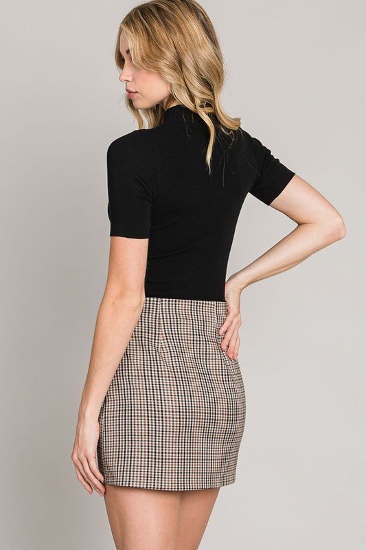 Glen Plaid Pull On Skirt