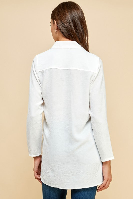 Button Front Shirt with Front Pocket