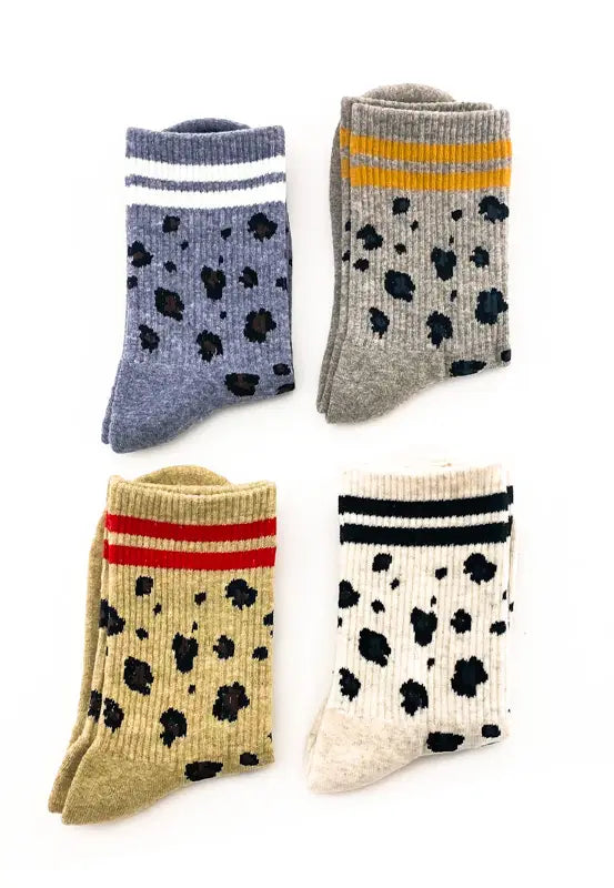 Varsity Leopard Crew Socks