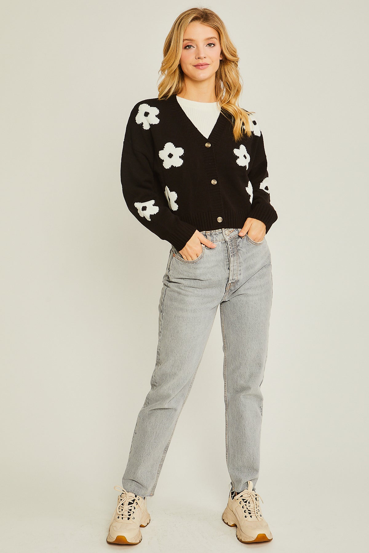 Retro Floral Sweater Cardigan