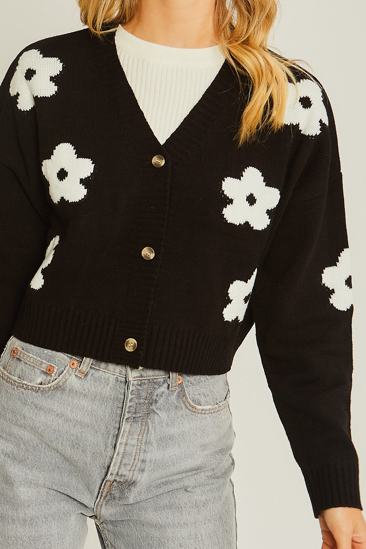 Retro Floral Sweater Cardigan